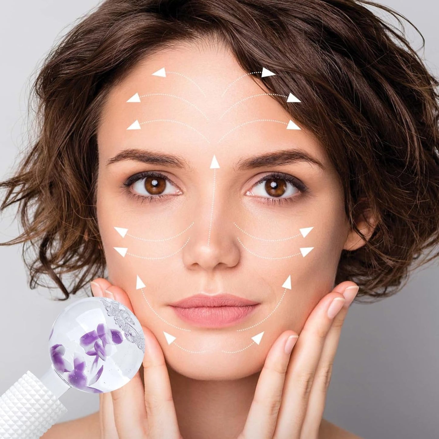 Ice Globes & Ice Roller for Face and Eyes - Facial Massage Tools for Skin Care, Reduce Wrinkles & Puffiness, Cooling Globes & Roller Ball for Glowing Skin 2PCS (Purple)