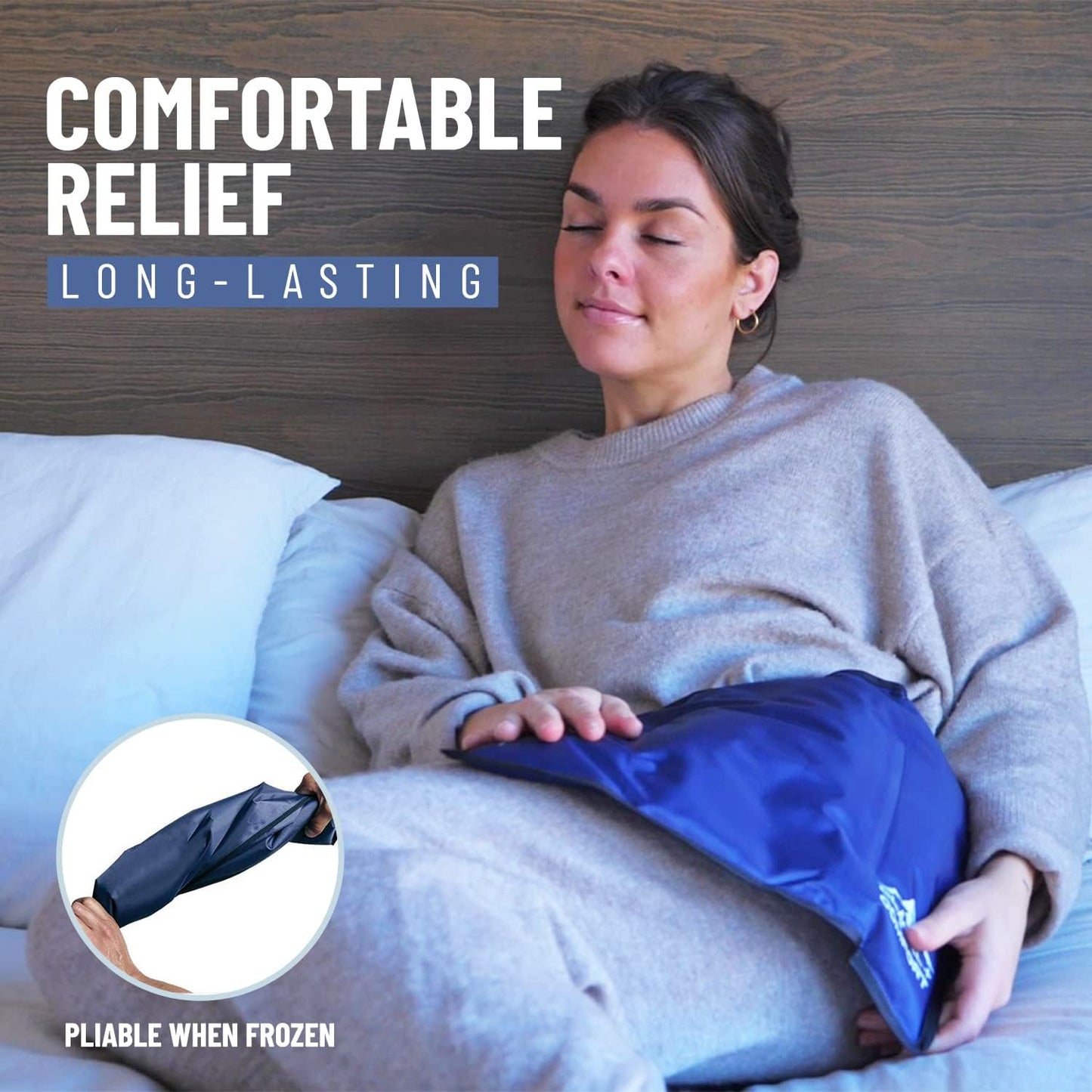 Glacial Comfort Large Gel Ice Pack for Injuries Reusable - (15" x 11") Cold Pads for Back Pain, Hip, Knee, Shoulder, Muscle Strains, Migraine & Postpartum Recovery, Flex Technology - Compression Pad.