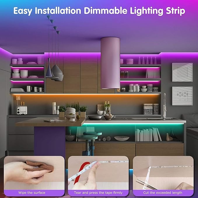 Tenmiro 32.8ft LED Strip Lights, RGB LED Smart Music Sync Color Changing LED - Image 7