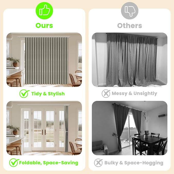 AJAZZ Blackout Accordion Door Curtain 98"x84" Grey - Image 2