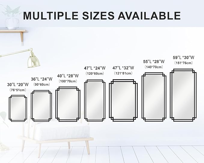 30" x 59" Large Wall Mirror for Decor, Hang Vertically or Horizontally - Image 8