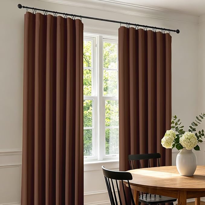 CUCRAF Brown Blackout Curtains 45 inch Length 2 Panels Set, Rod Pocket Room - Image 3