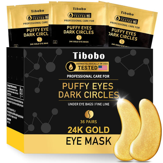 Under Eye Patches (36 Pairs) - 24K Gold Eye Masks Enriched with Abundant Collagen for Dark Circles, Puffy Eyes, Wrinkles - Gifts for Women Skin Care - Vegan & USA Tested