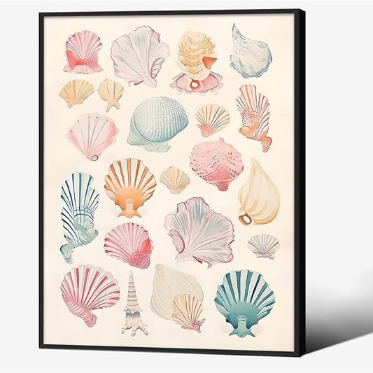 Pink Seashell Posters Coastal Cowgirl Canvas Wall Art Beach House Starfish by Unknown