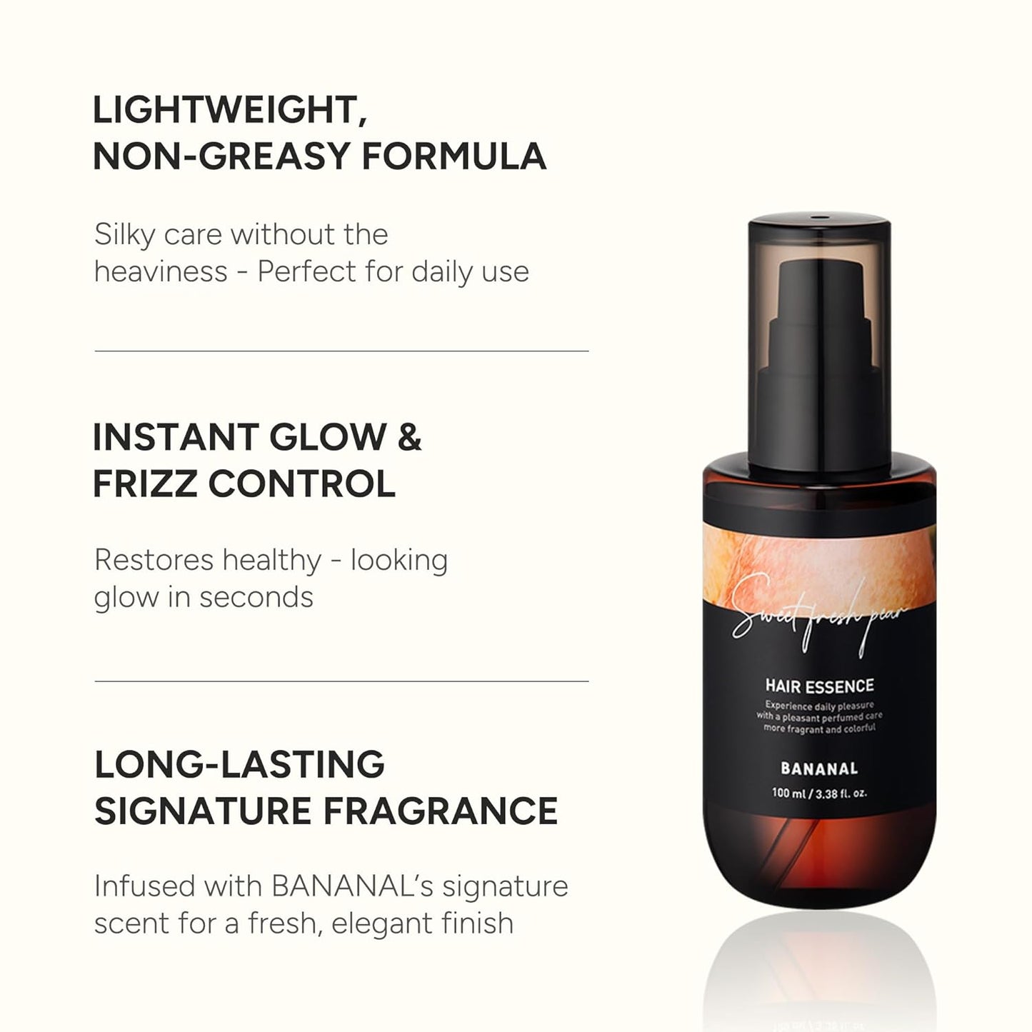 Perfumed Hair Oil & Serum – Korean Hair Essence Oil for Frizzy Hair, Shine & Damage Repair – Argan Oils & Amino Acids – Sulfate & Paraben-Free – Sweet Fresh Pear, 100ml / 3.38 fl oz