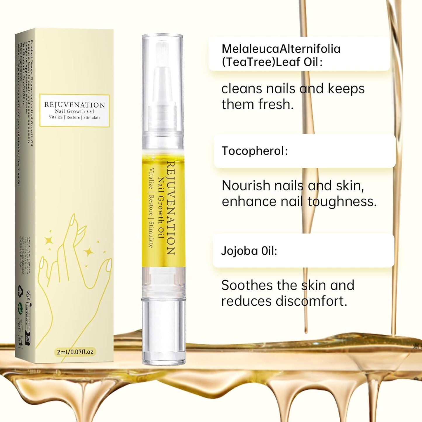 Fiorland Nail Growth Oil, Rejuvenation Nail Strengthener & Repair Serum with Nail File- 3 in 1 Formula for Instant Growth, Cuticle Care (3PCS)