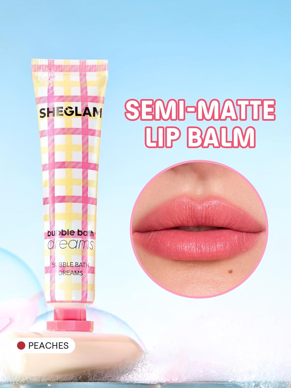 SHEGLAM Bubble Kiss Lip Balm Semi-Matte Nourishing & Hydrating Moisturizing Lip Balm - Peaches