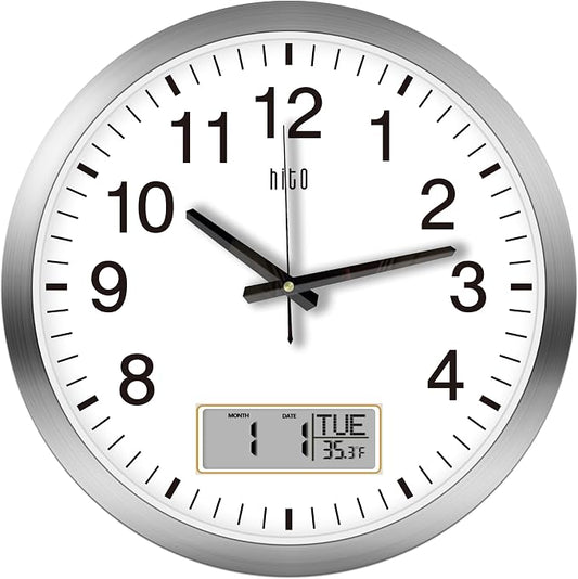 HITO 16 Inch Silent Wall Clock Battery Operated by hito