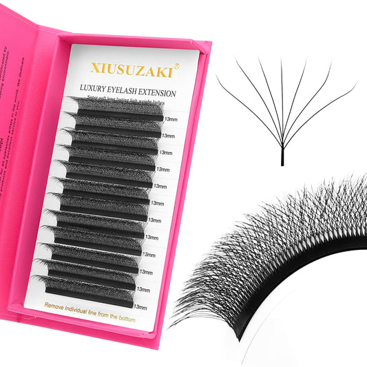 W Lash Extensions Supplies 7D Eyelash Extensions W Shape 0.07mm Thickness C Curl 10mm Premade Fans Easy Fan Lashes Volume Matte Black 12 Rows Crisscross Eye Lashes(W-7D-0.07-C,10mm)