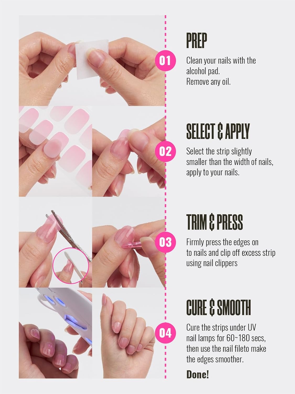 Semi Cured Gel Nail Strips, 30 pcs Gel Nail Wraps, Easy to Apply, Salon-Quality, 2 Weeks Long Lasting (Noir Gold Petal Party)