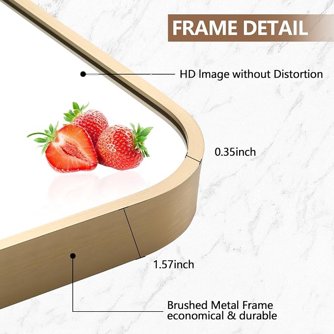 Gold Mirror, 48x30 Inch Framed Rectangle Mirror - Image 4