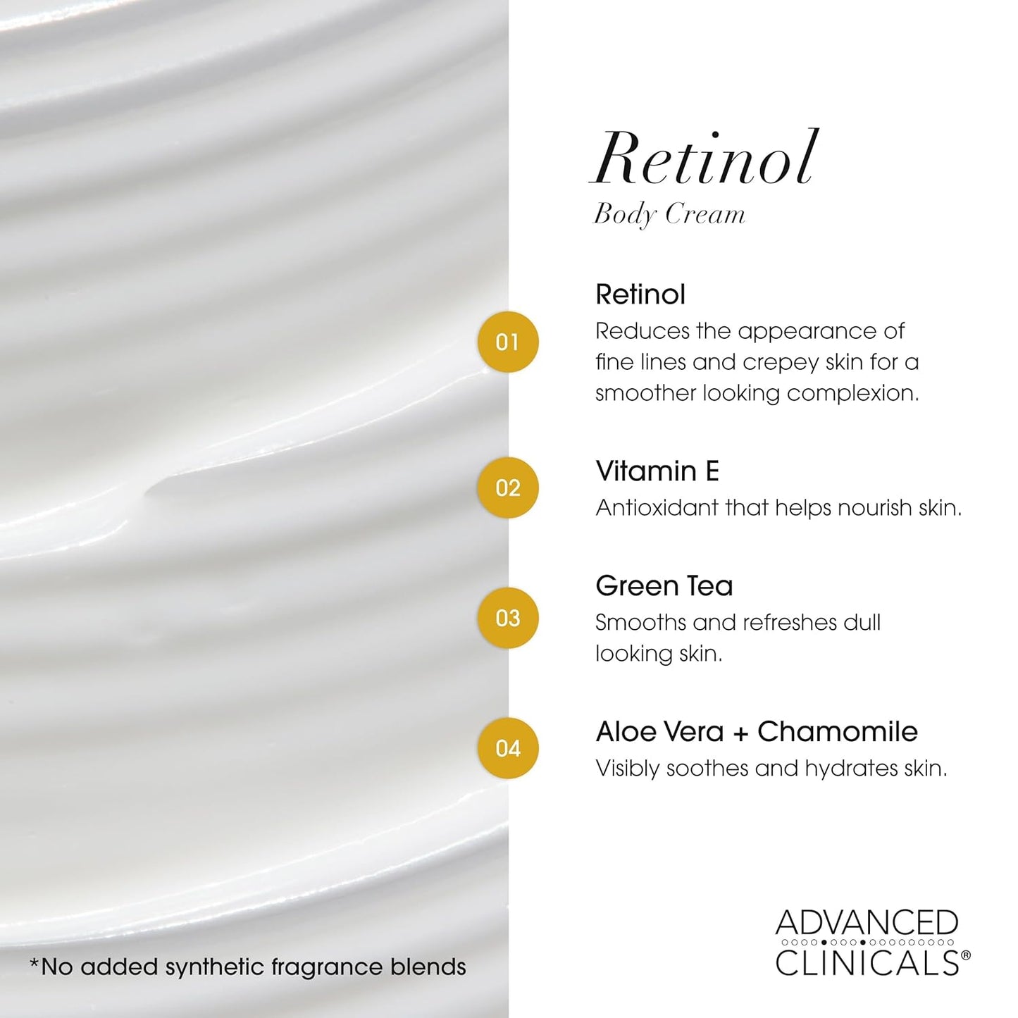 Advanced Clinicals Retinol Body Lotion & Face Moisturizer | Visible Anti Aging Skin Care Retinol Body Cream For Women & Men Targets Look Of Fine Lines, Wrinkles, & Crepe Looking Dry Skin, 16 Ounce