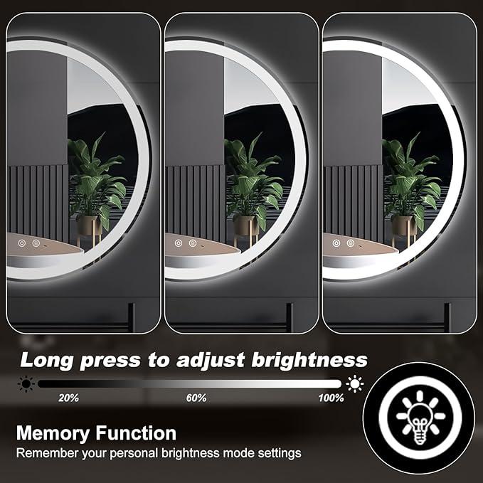 Sweetcrispy 30 Inch Round LED Bathroom Mirror - Image 6