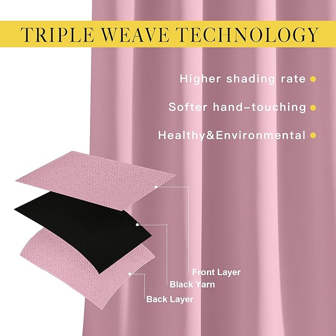 NICETOWN Rouge Pink Blackout Curtains - Image 3