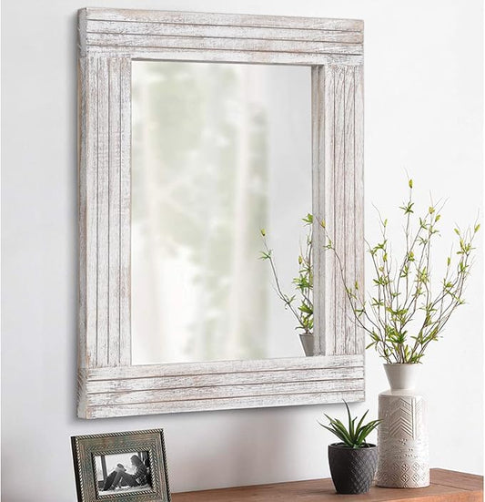 Mirrors for Wall Rustic Wooden Frame Rectangle Mirror Vintage Hanging Mirror by HLFMVWE