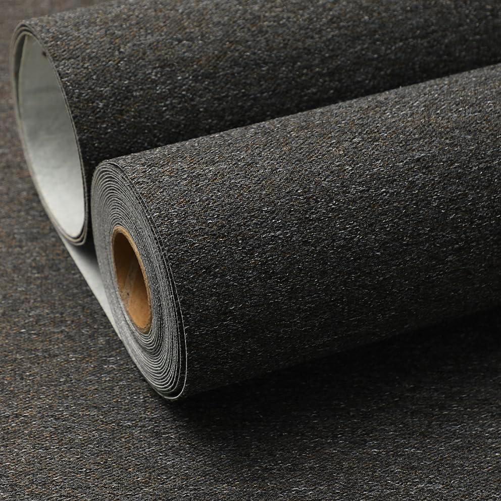 SHUFA Black Brown Cotton-Like Textured Grasscloth Wallpaper Matte Thick Real - Image 2