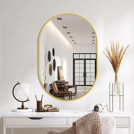 Bathroom Mirror for Wall, Metal Framed Vanity Mirror by Delma