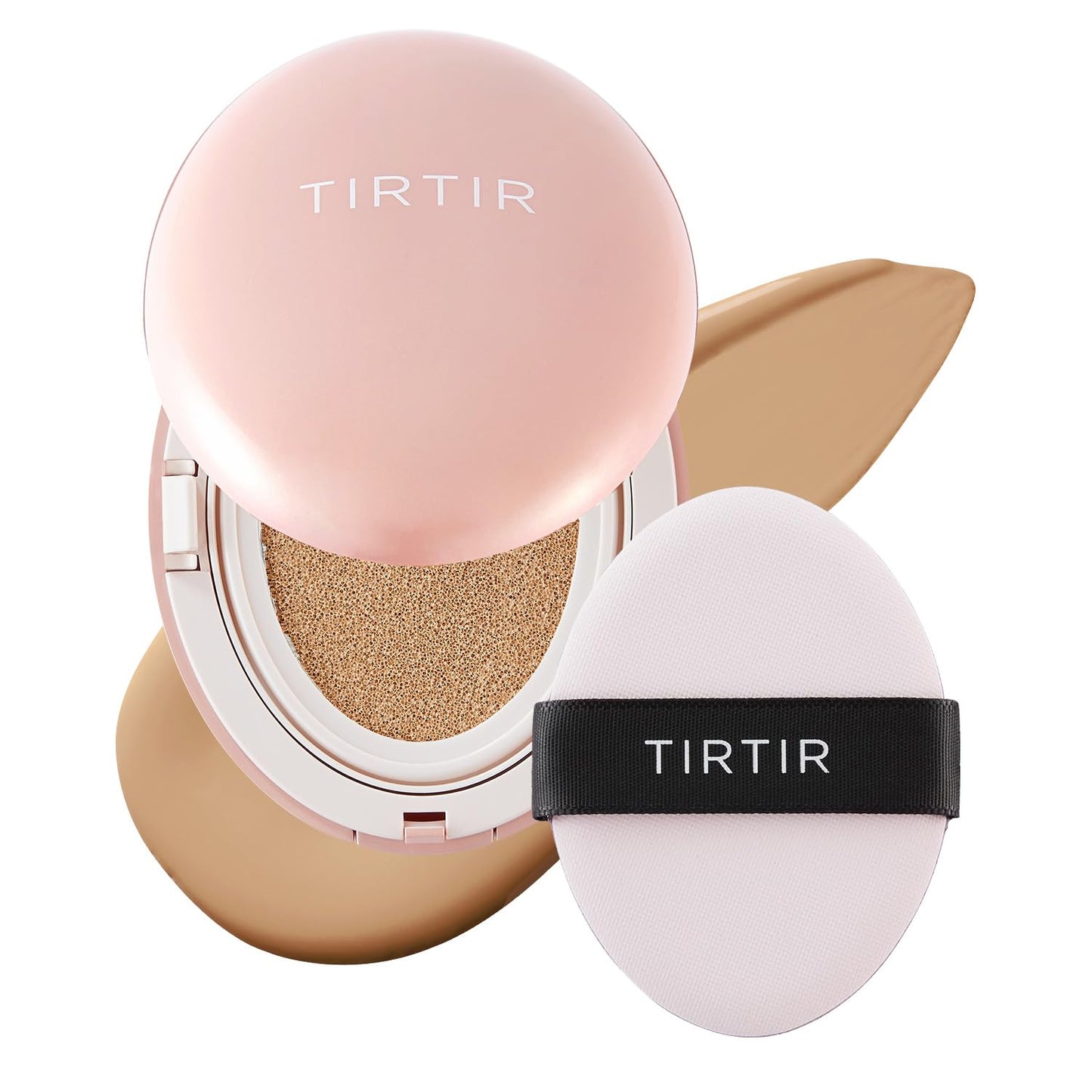 TIRTIR Mask Fit All Cover Pink Cushion Foundation | High coverage, Velvety Matte Finish, Lightweight, Flawless, Corrects Redness, Korean Cushion (#27N Camel, Full Size, 0.63 Fl Oz)