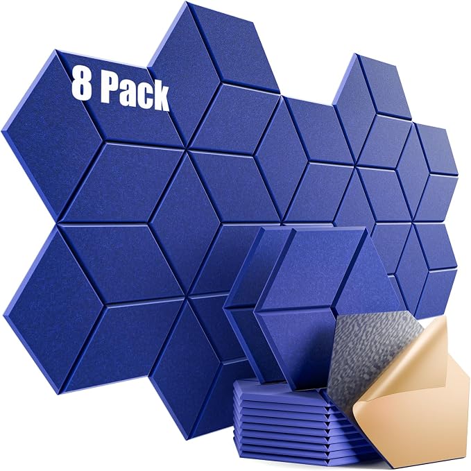 8 Pack Self-Adhesive Acoustic Panels 12" X 10" X 0.4" -Sound Proof Foam Panels by Dailycooper