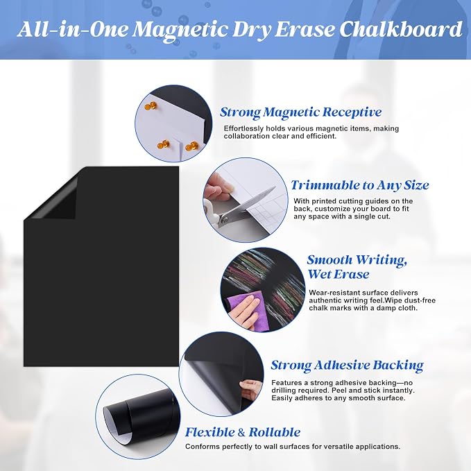 Magnetic Chalkboard Contact Paper Adhesive 35" x 47.24", Magnetic Chalkboards - Image 4