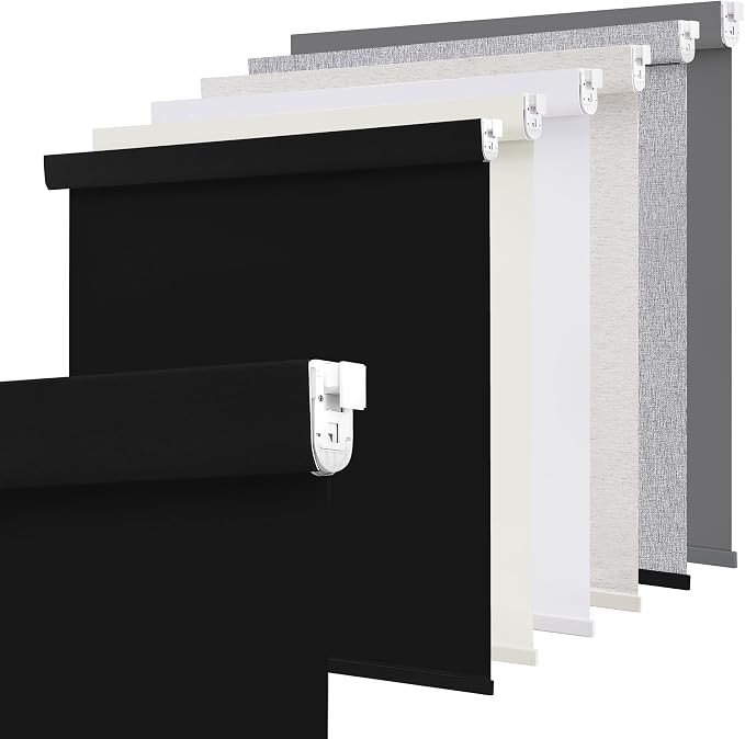 SUNOFF No Drill Tools Cordless Blackout Roller Shades Blinds by SUNOFF