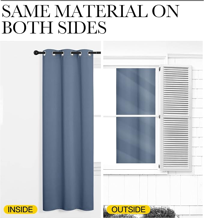 NICETOWN Stone Blue Room Darkening Curtain Panels 90" Length - Image 6
