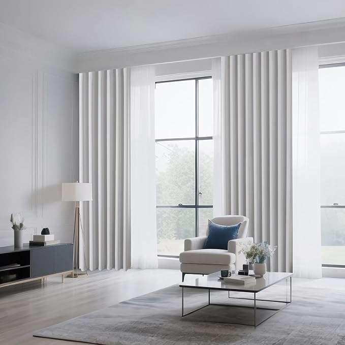 CUCRAF Grayish White Blackout Curtains 54 inch Length 2 Panels Set, Rod Pocket - Image 8