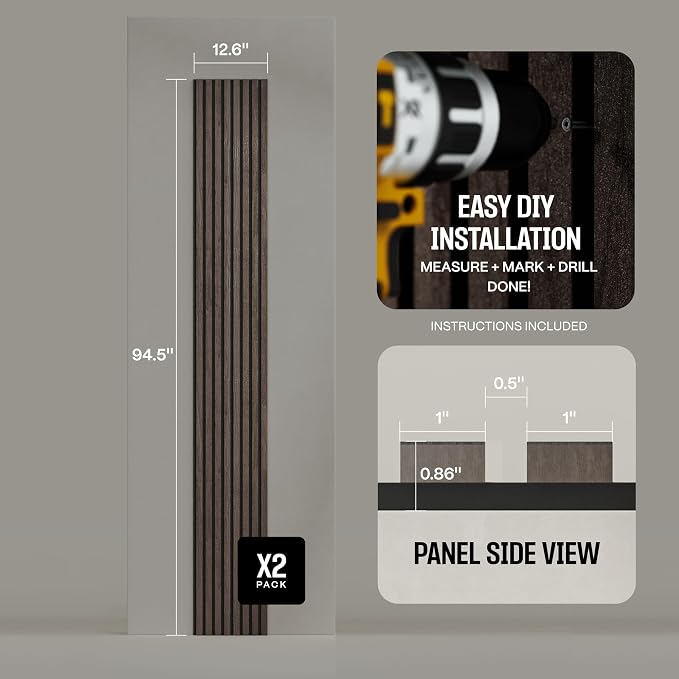2-Pack Acoustic Wood Slat Panels - Image 4