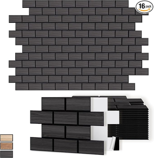 WoveN SounD Brick Acoustic Wall Panels, 16 Pack 16x12 Inch, PVC Wood Grain by WovenSound