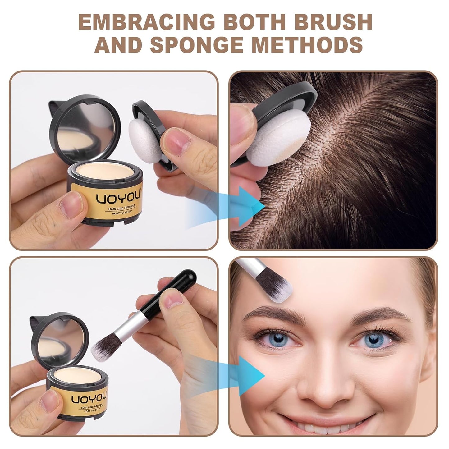 Root Touch Up Powder Instantly Conceals Hair Loss, Gray Root Cover Up Powder, Water & Sweat Resistant Hair Powder for Thinning Hair Men & Women, Includes Brush (Medium Brown, 4g Bottle with Brush)