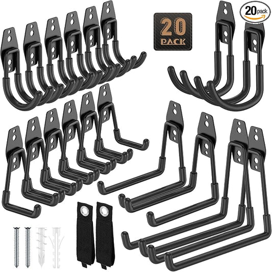 20 Pack Garage Hooks, Heavy Duty Steel Wall Mount Utility Hangers by YouthZeal