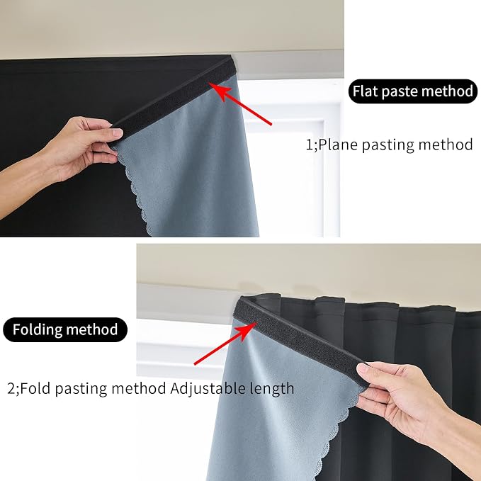 AJAZZ 100% Black Out Curtains Adhesive Blackout Temporary Curtain Rod No - Image 5