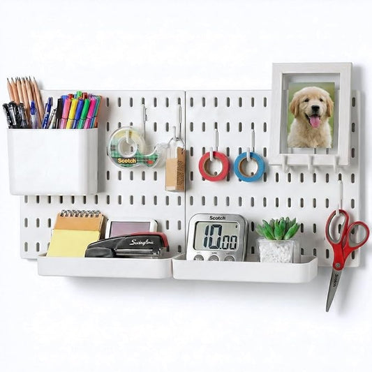 Keepo Peg Board Wall Organizer – Plastic Pegboard Panels, Modular Peg Board by Keepo