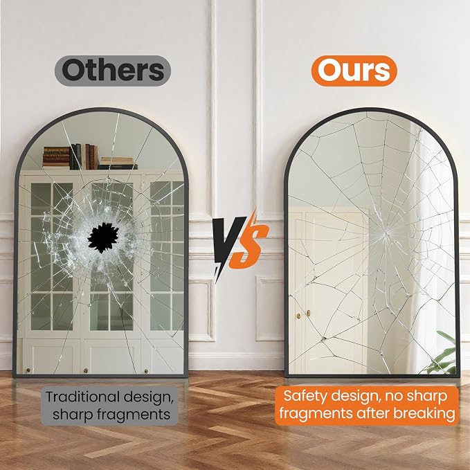 Sweetcrispy 38"x30" Arched Black Bathroom Mirrors - Image 7