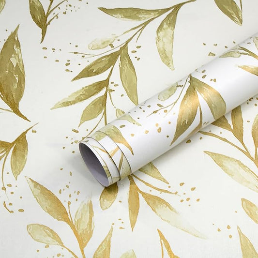 Livebor Leaf Peel and Stick Wallpaper Olive Leaf Contact Paper17.7in x 196.8in by LiveborDirectWallpaper