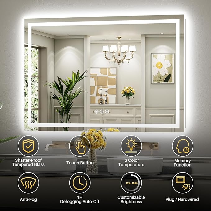 Briivue 72x36 Inch LED Bathroom Mirror - Image 2