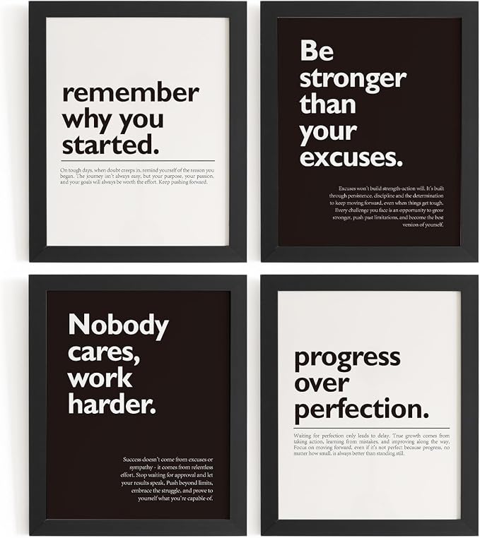 DSHFG Motivational Office Pictures Wall Decor Prints Set of 4, 8x10 Unframed by Unknown