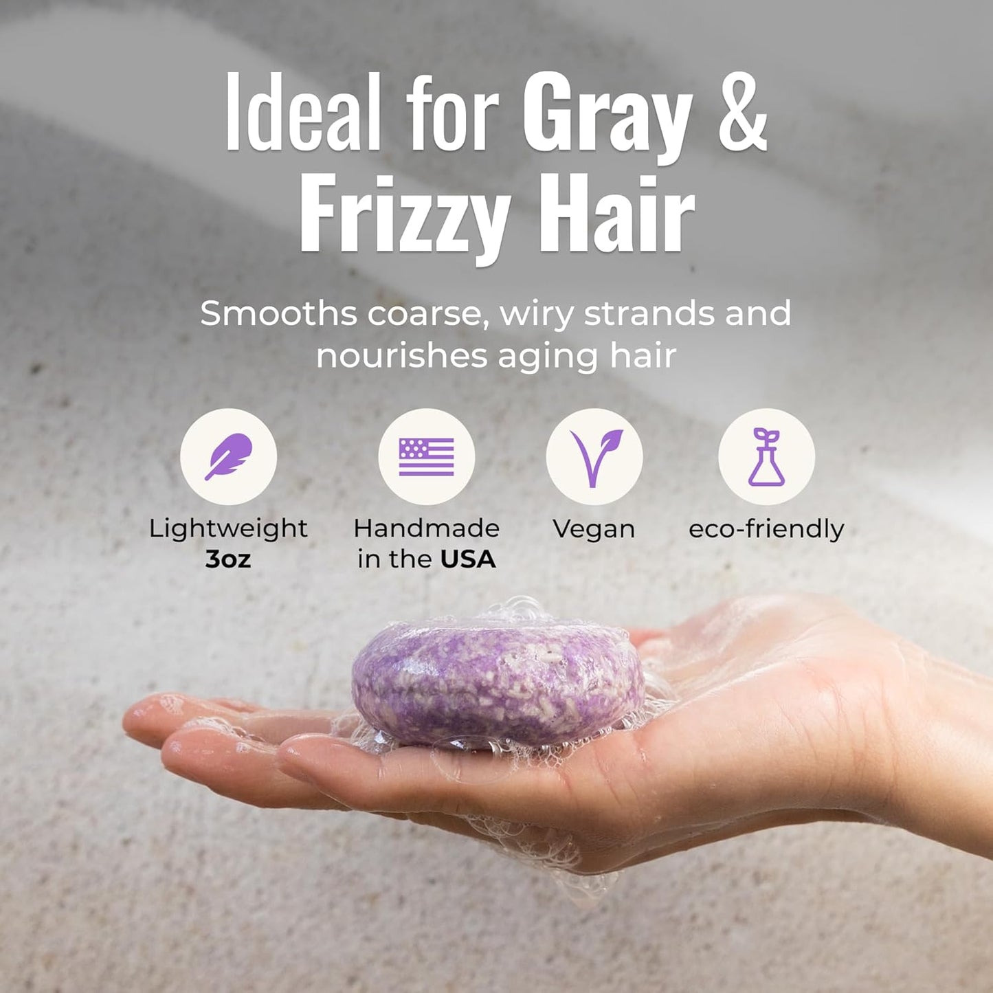 Oasis Shampoo Bar, Vegan Solid Hair Cleanser with Plumeria, Jasmine, Sandalwood, Coconut, and Mandarin, for Grey and Frizzy Hair, Zero Waste, Travel-Friendly