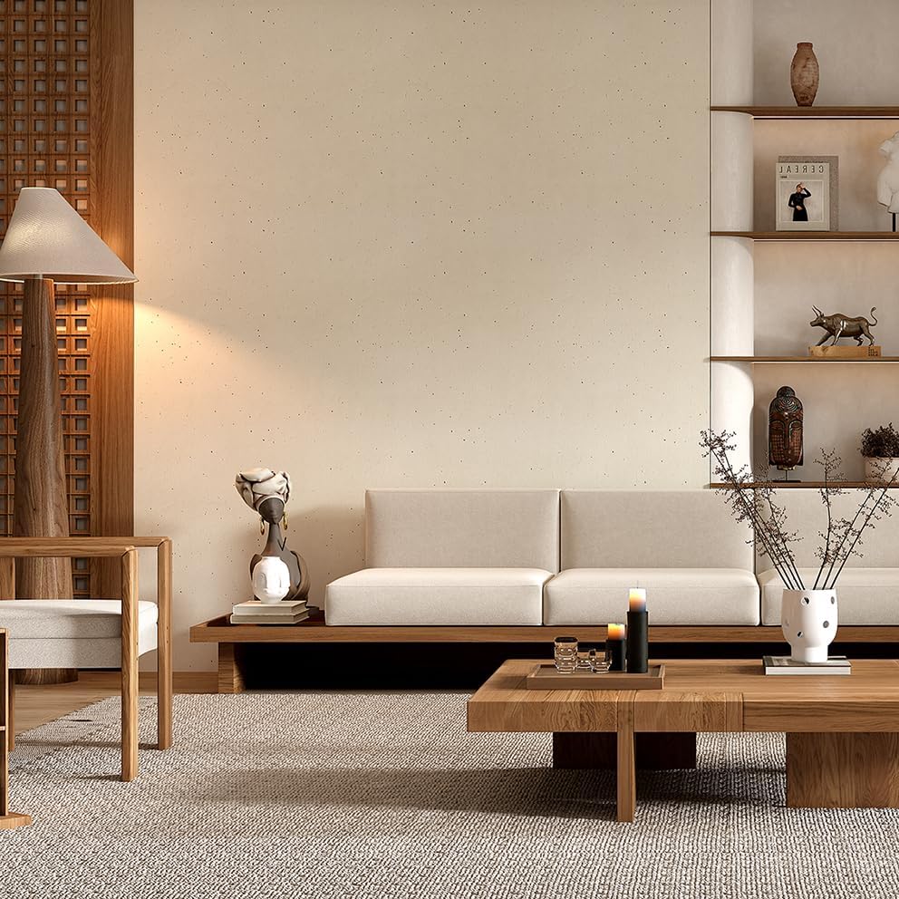 Matte White Grasscloth Textured Wallpaper Natural&Neutral&Handmade Style Thick - Image 4