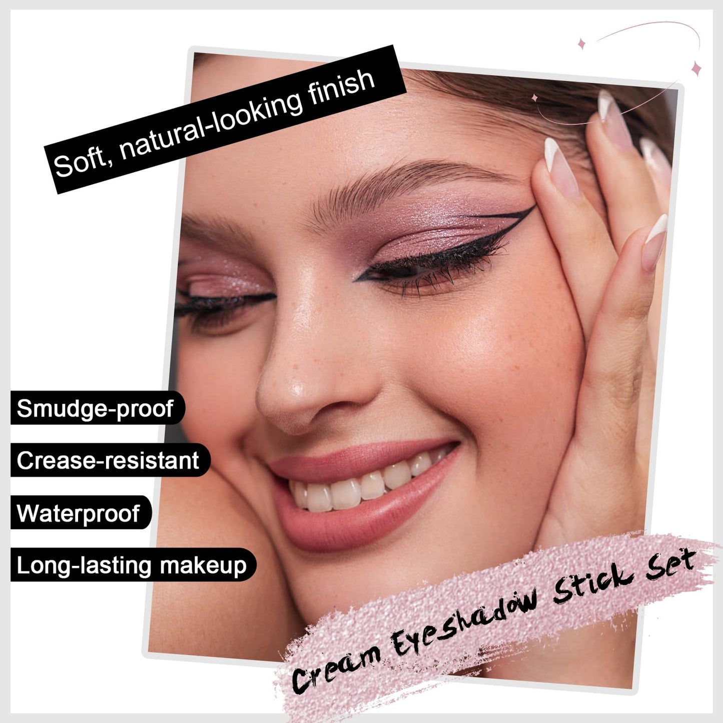 3PCS Eyeshadow Stick, Shimmer and Matte Cream Eye Shadow Brightener Sticks Eyeliner Pencil Crayon, Waterproof Long Lasting Eye Highlighter Stick Makeup (01+06+08)