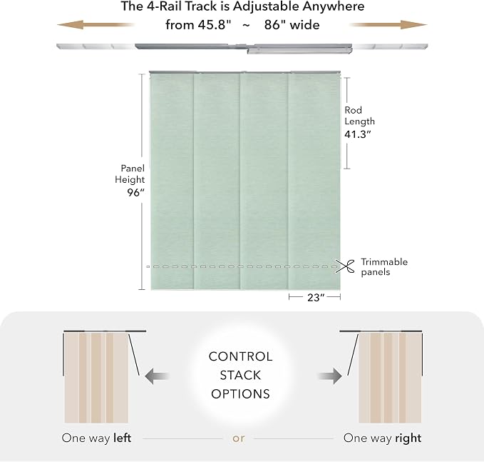 GoDear Design Adjustable Sliding Panel Track Sliding Glass Door Blinds 45.8"- - Image 5