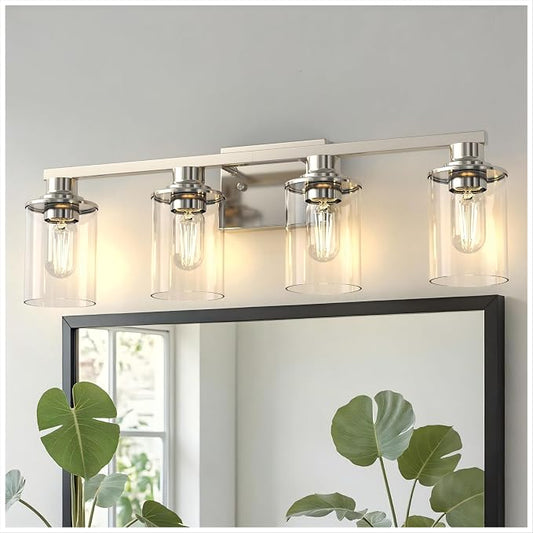 DORESshop 4-Light Vanity Light Fixtures, Nickel Bathroom Light Fixtures Over by DORESshop