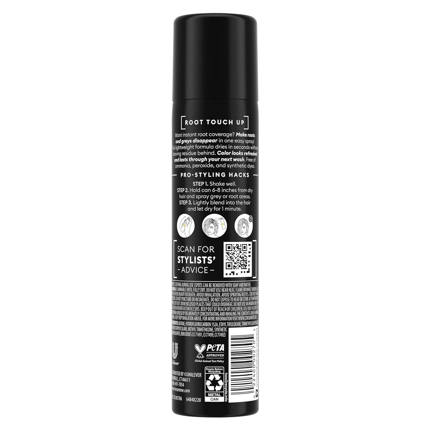 TRESemmé Temporary Hair Color Root Touch-Up Dark Brown Ammonia-free, Peroxide-free Root Cover Up Spray 2.5 Fl Oz