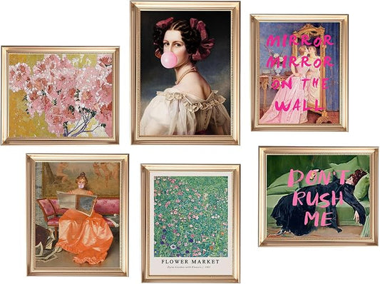 Eclectic Wall Decor Set Of 6, Vintage Eclectic Wall Art Prints, Trendy Colorful by SHEWANT+ART