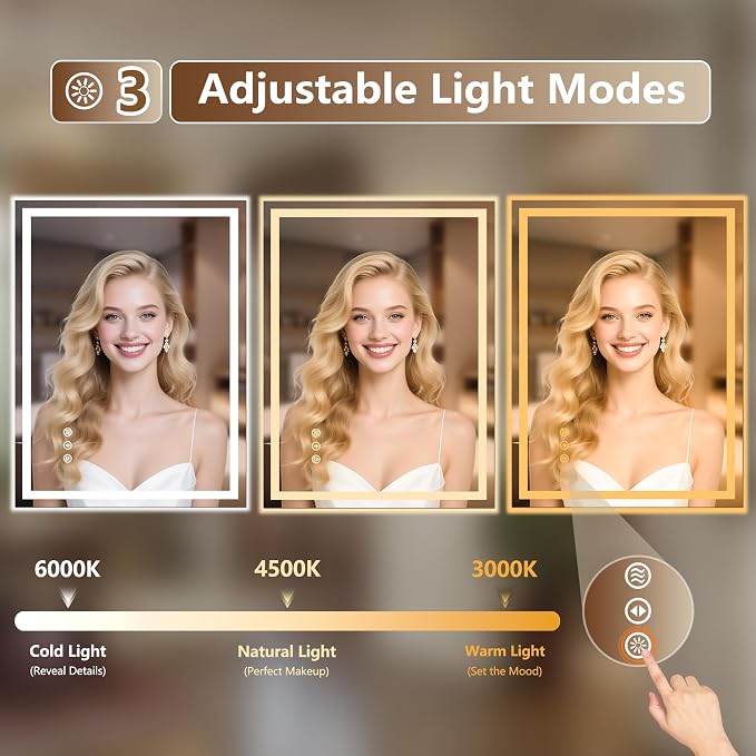 40x36 Inch LED Lighted Bathroom Mirror - Image 7