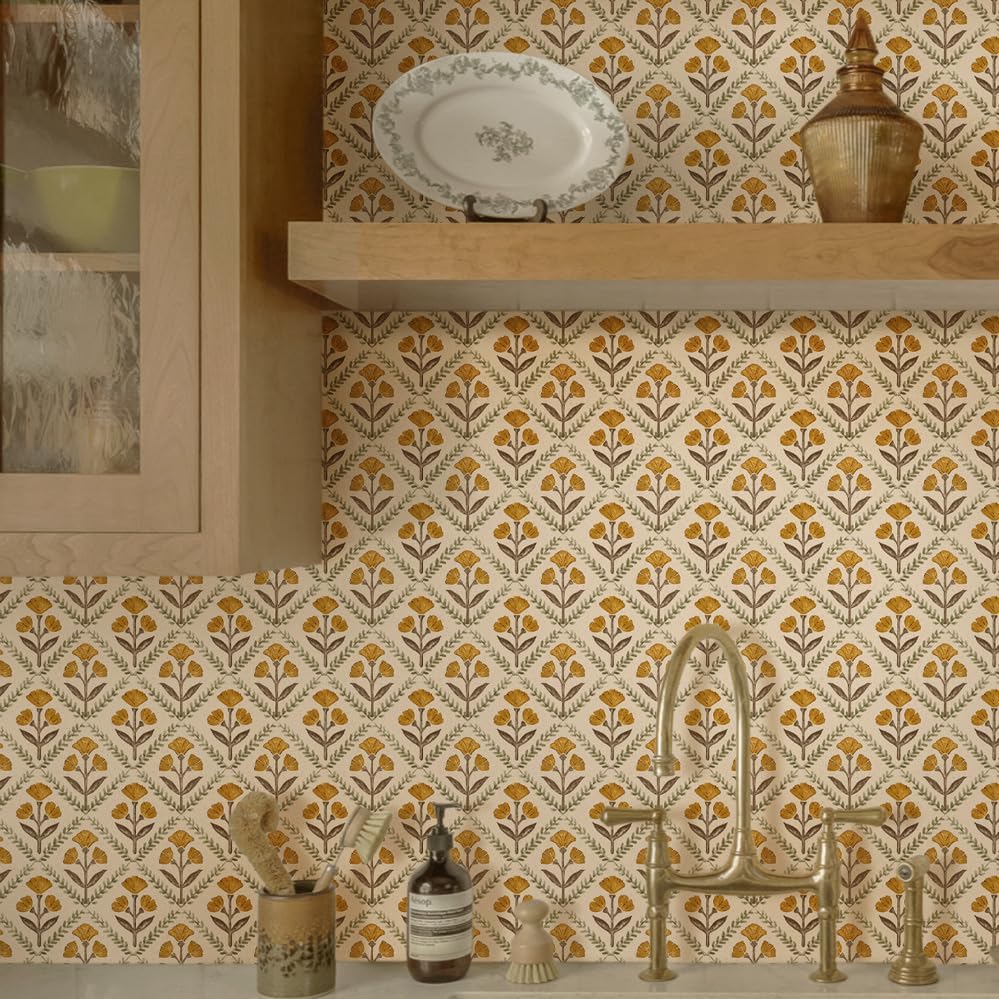Dimoon 394"x17.3" Peel and Stick Wallpaper Floral Cute Contact Paper Vintage by DIYYOURMOON