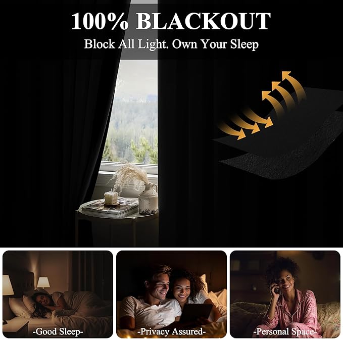 RYB HOME 100%Blackout Room Divider Curtain, Thermal Insulated & Privacy Assurd - Image 3