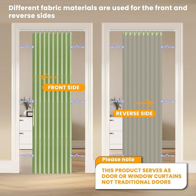 AJAZZ 100% Blackout Accordion Doors Interior Magnetic Door Curtain Accordion - Image 2