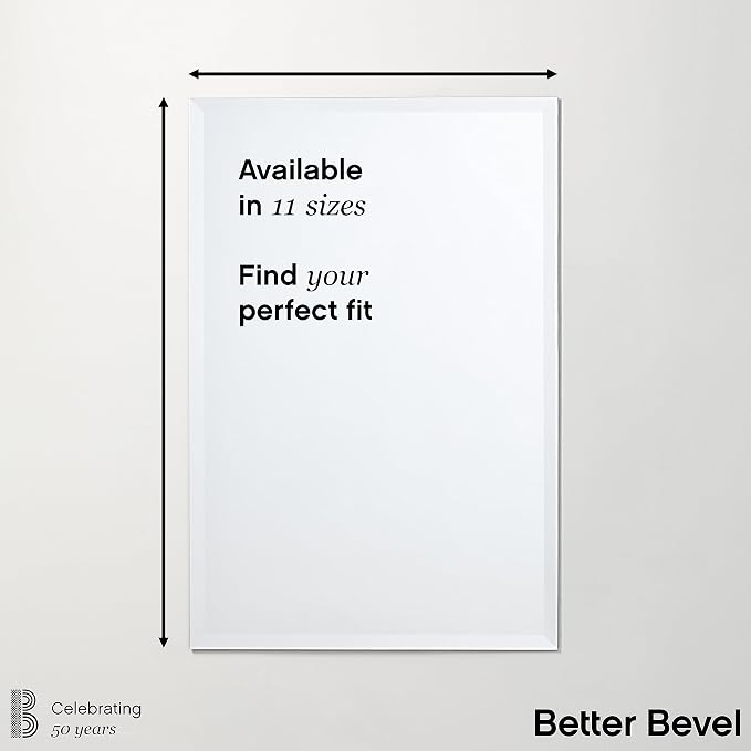 Better Bevel Frameless Rectangle Mirror | 24" x 36" Bathroom Wall Mirror - Image 5