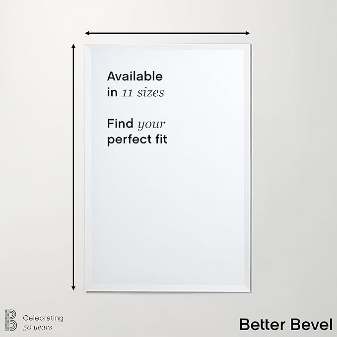 Better Bevel Frameless Rectangle Mirror | 24" x 30" Bathroom Wall Mirror - Image 5